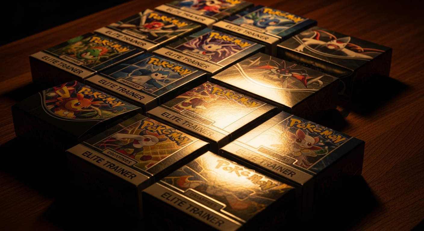 Comparaison contenu différents ETB Pokémon étalés méthodiquement
